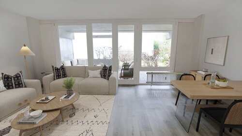 Wohnzimmer Visualisierung nach Modernisierung - Schwabing Nähe Luitpoldpark - sonniges, ruhiges EG-Apartment - sofort verfügbar