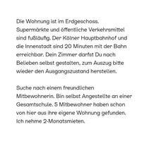 Zimmer in 2er WG mit Balkon - 770,00 EUR Kaltmiete, in Köln (PLZ: 50735) Nippes