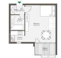 Apartment 1 Zimmer Wohnung möbliert - München Messestadt Riem