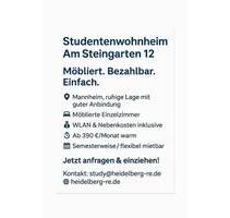 Studentenzimmer zu vermieten - 390,00 EUR Kaltmiete, in Nußloch (PLZ: 69226)