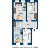 Leipzig Leutzsch- frisch sanierte 2 Zimmer Dachgeschoss Wohnung