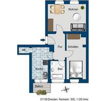2 Zimmer mit Balkon - 419,00 EUR Kaltmiete, ca.  51,64 m² in Dresden (PLZ: 01139) Pieschen