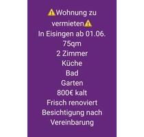 75qm Wohnung 2 Zimmer Küche, Bad, Garten+Stellplatz - Eisingen