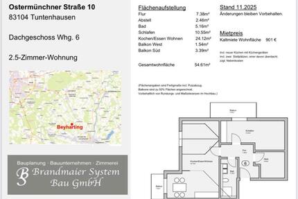 2,5 Zimmer Dachgeschosswohnung im Neubau in Beyharting - Aßling