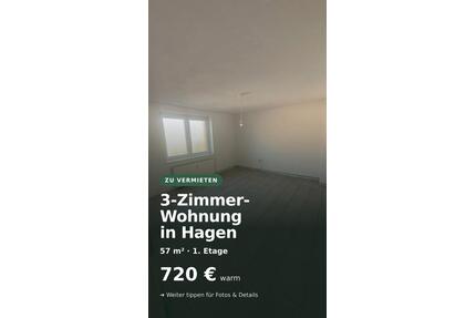 57 m² Wohnung, 2 Schlafzimmer + Wohnküche, 1. OG – 720 € warm - Hagen Dahl