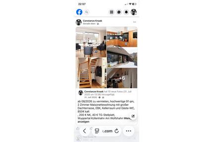 2-Zimmer Maisonettewohnung ca. 91 qm ab 0826 zu vermieten - Wuppertal Arrenberg