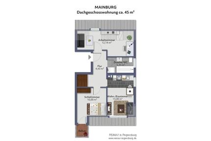 2 Zimmer Dachgeschosswohnung 55qm mit Einbauküche sofort bezugsfr - Mainburg
