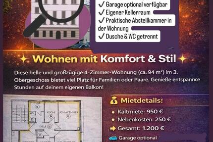 Helle 4-Zimmer Wohnung ca. 94qm Südstadt Uni Nähe - Wuppertal Arrenberg
