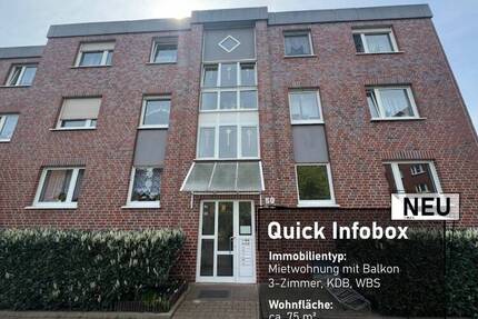 3-Zimmer Erdgeschosswohnung mit Balkon und Stellplatz Wohnberechtigungsschein notwendig - Hamm Hamm-Norden