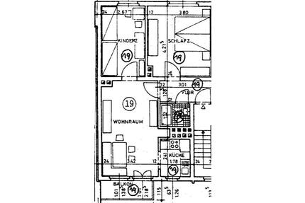 56 m² , 3. Etage , 3,5 Zimmer Wohnung mit Balkon in EVING - Dortmund
