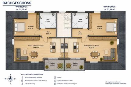 Moderne 2 Zimmer Wohnung - 1.150,00&nbsp;EUR Kaltmiete, ca.&nbsp; 73,00&nbsp;m&sup2; in Ottersberg (PLZ: 28870)