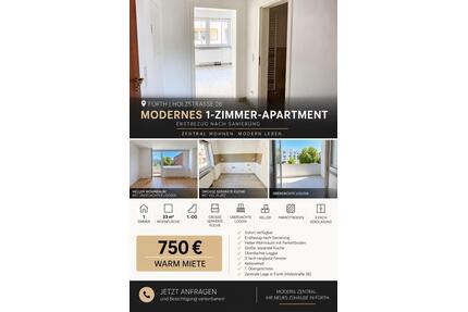 Modernes 1-Zimmer Appartement in Fürth - Saniert - Loggia