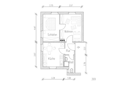 2-Raum-Wohnung mit extra Dachbodenzimmer und Dusche im 1.OG, Am Michelsbach - Eisenach