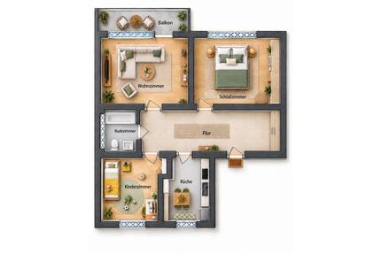 Stilvoll saniertes 3-Zimmer Appartement in Moers mit Stellplatz