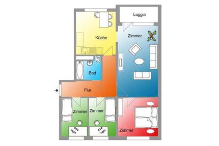 Wir haben renoviert - 4 Zimmer Wohnung im 5. OG - Rostock Groß Klein