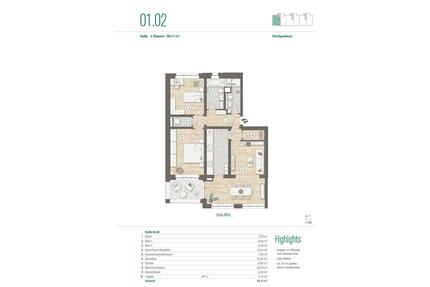 3-Zimmer Suite mit EBK I Balkon I 2 Bäder I Wohnen im Olympischen Dorf I WE 01.02 - Nauen