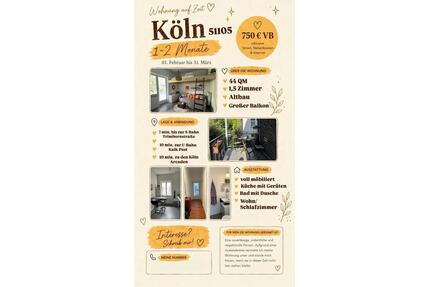 1,5 Zimmer Wohnung 51105 Köln zur Untermiete