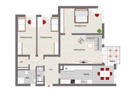 4 Zimmer Wohnung zu vermieten - 760,00&nbsp;EUR Kaltmiete, ca.&nbsp; 94,00&nbsp;m&sup2; in Minden (PLZ: 32429) Bölhorst