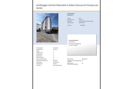 Großzügige 4-Zimmer Maisonette in Selters mit Terrasse und Garten - Selters (Taunus)