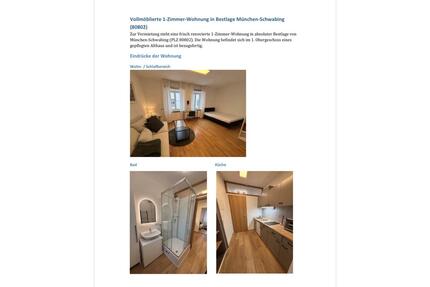 1 Zimmer Wohnung vom 12.05 bis 31.05.2026 - München Schwabing-Freimann