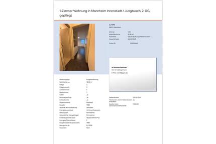 1 Zimmer Wohnung in Mannheim Innenstadt Jungbusch - Sandhausen