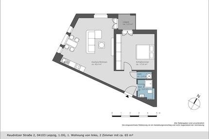 Erstbezug in Citynaher Wohnlage - 2 Zimmer Wohnung mit Balkon und großen Wohnzimmer - Leipzig Mitte