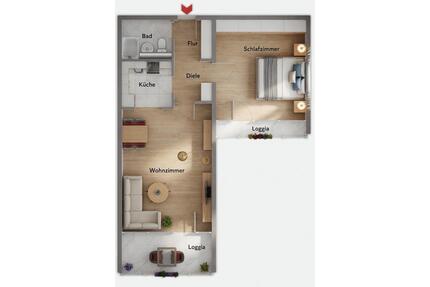 Helle 2-Zimmer Wohnung mit Balkon und Tiefgarage - Friedrichsdorf