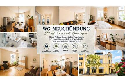 Mitten im Herzen von Bad Oeynhausen | WG Zimmer in 3er WG | 19m² - 24m² | 116 m² Altbauwohnung
