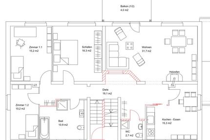 Großzügige 6-Zimmer Wohnung in DornburgSaale - Lehesten