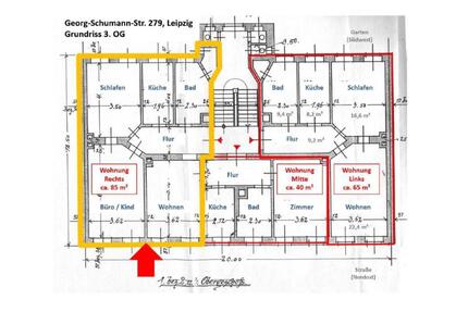 Schöne 3-Zimmer Altbauwohnung im 3.OG mit Dielenboden - Leipzig Nordwest
