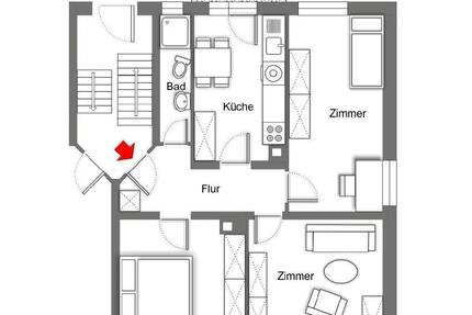 3-Zimmer-Hochparterre Wohnung mit EBK und Balkon WG Geeignet - Freiburg im Breisgau Brühl
