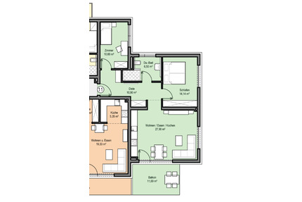 Wohnung Nr. 11 – 3-Zimmer Wohnung mit Doppelgarage (76 m²) - Krautheim