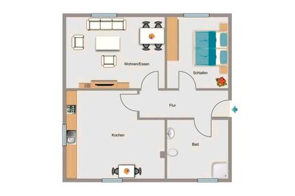 Gut geschnittene 2-Zimmer Wohnung (54,17qm) in Krefeld Uerdingen