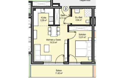 Wohnung Nr. 9 – 2-Zimmer Wohnung mit Balkon (53 m²) - Krautheim