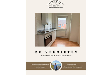 Ruhige 3- Zimmer Wohnung - 460,00&nbsp;EUR Kaltmiete, ca.&nbsp; 59,92&nbsp;m&sup2; in Husum (PLZ: 25813)