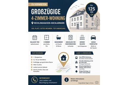 Große 4-Zimmer Wohnung mit Balkon in Recklinghausen-Hochlarmark