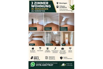 3 Zimmer Wohnung zu vermieten - 800,00&nbsp;EUR Kaltmiete, ca.&nbsp; 65,00&nbsp;m&sup2; in Kraichtal (PLZ: 76703)