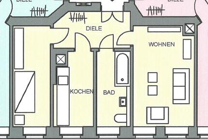 Zwei Zimmer Wohnung - 420,00&nbsp;EUR Kaltmiete, ca.&nbsp; 45,00&nbsp;m&sup2; in Leipzig (PLZ: 04177) Altwest
