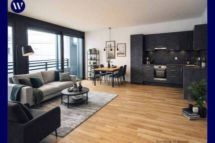 Modernes Wohnen zwischen Metropole, Mainufer und Stadtwald: 3 Zimmer mit Eck-Balkon und Einbauküche - Frankfurt am Main Schwanheim