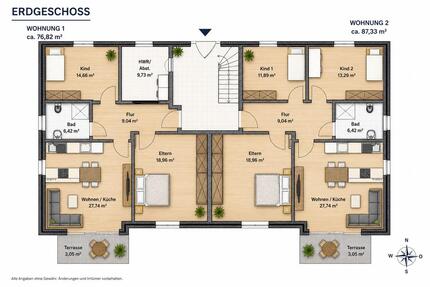 Moderne 4 Zimmer Neubau Wohnung zu Vermieten-KfW 55 - Ottersberg