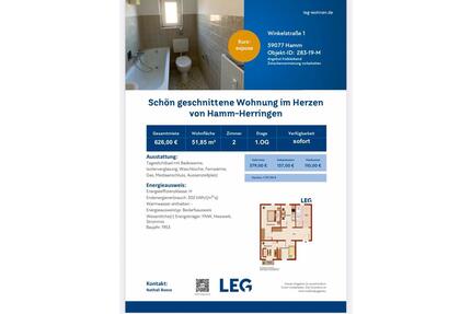 Zwei Zimmer Wohnung in Hamm herringen zu vermieten