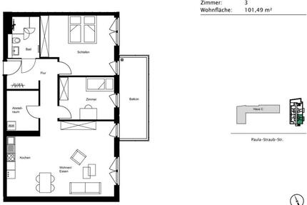 3-Zimmer Wohnung in Villingen - 1.220,00&nbsp;EUR Kaltmiete, ca.&nbsp; 101,49&nbsp;m&sup2; in Villingen-Schwenningen (PLZ: 78048) Kopsbühl