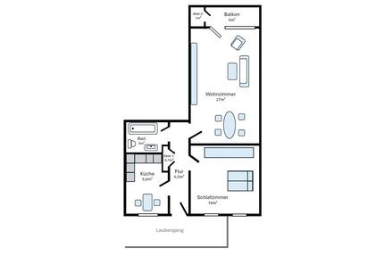 Helle 2-Zimmer Wohnung im 2. OG mit Balkon in Wuppertal
