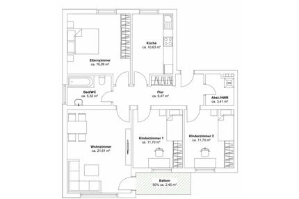 Modernisierte 4 Zimmer Wohnung - Ab 1. Juni frei - WG geeignet - Langweid am Lech
