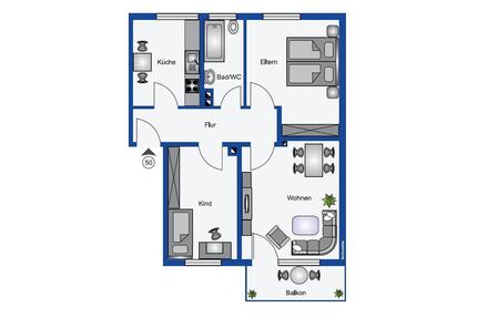 Schöne 3-Zimmer Wohnung in Erdgeschoß mit Balkon in Mettmann