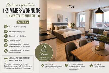 Moderne, stylische 1-Zimmer Wohnung, Innenstadt Minden, ca. 40qm - Bad Oeynhausen Dehme