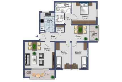 4-Zimmer Wohnung , Westhagen - 1.050,00&nbsp;EUR Kaltmiete, ca.&nbsp; 96,00&nbsp;m&sup2; in Wolfsburg (PLZ: 38444) Detmerode