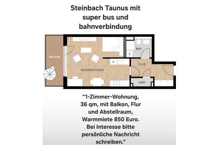 1 Zimmer Wohnung ruhiger - 850,00&nbsp;EUR Kaltmiete, ca.&nbsp; 36,00&nbsp;m&sup2; in Steinbach (Taunus) (PLZ: 61449)