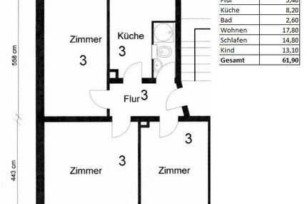 Vermiete 3 Zimmer Wohnung - 550,00&nbsp;EUR Kaltmiete, ca.&nbsp; 62,00&nbsp;m&sup2; in Braunschweig (PLZ: 38114) Lehndorf-Watenbüttel