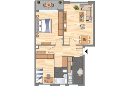 Schöne 3-Zimmer-Wohnung mit Balkon in Kiel Mettenhof - Melsdorf